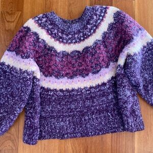 Free People Festive Frost Pullover in Blackberry Wine Combo New without Tags